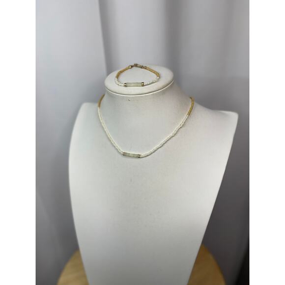 Plunder set bracelet and necklace signed costume jewelry natural neutral boho - Picture 3 of 12